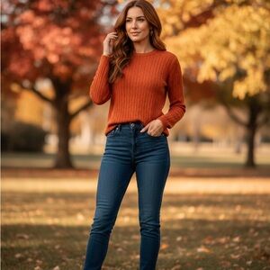 The Ultimate Autumn Staple: Burnt Orange Cable Knit Sweater